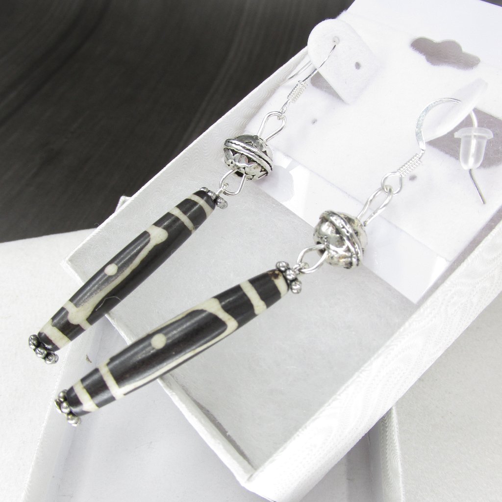 925 Silver Plated Tribal Drop Earrings 14$